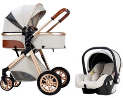 Luxe Kinderwagen 3 in 1 – Wandelwagen – Kinderwagen – Met Autostoel – Kinderwagen Maxi Cosi – Buggy 3 in 1 – Wit