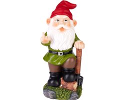 BRUBAKER Tuinkabouter met Middelvinger - Ondeugende Kabouter met Spade en Zonnebril - Grappig Tuinbeeldje - Weerbestendige Decoratie voor Tuin en Camping - Tuindecoratie voor Buiten - 24 cm