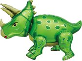 Dino ballon - Groen - 4D - 90x55cm - Ballonnen - T-rex - Dino feest - Thema feest - Verjaardag - Helium ballon - dinosaurus ballon - Folie ballon - Leeg - Dino Thema - Triceratops