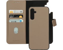 Mobiparts hoesje geschikt voor Samsung Galaxy A14 4G/5G - Wallet 2-in-1 Boekhoesje - MagSafe - Echt Leder - Uitneembare Case - Sterke Magneet Sluiting - Contactloos betalen - Beige