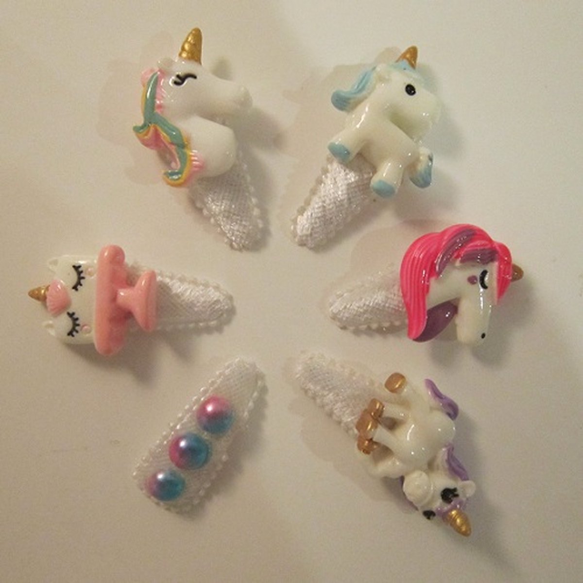 ZoeZo Design - Set van 6 - baby - peuter - haarclips - haarspeldjes - lengte circa 5 cm - unicorn - eenhoorn