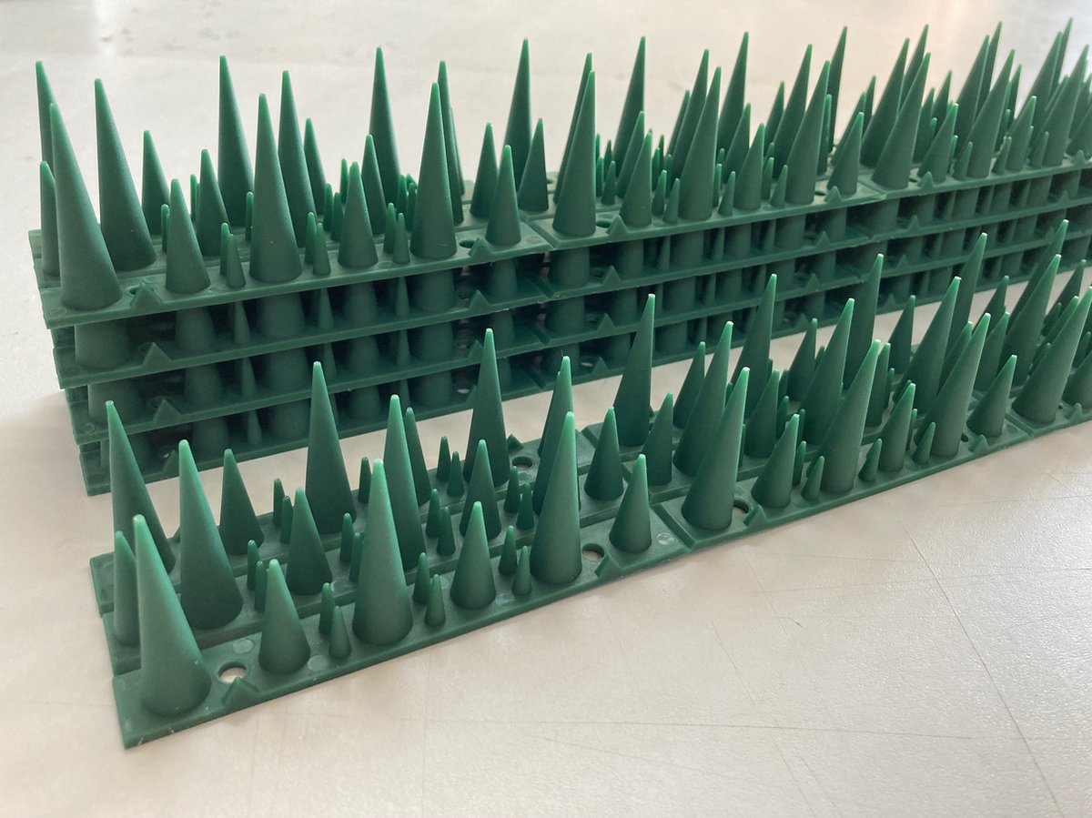 Black Beauty Bird Spikes - Groen - 5 stuks - Vogelweringspinnen, vogelpinnen, duivenpinnen, anti katten klim strips, vogelschroot, duivenverjager, vogelverjager, vogelwering, duivenwering, kattenpinnen, marterpinnen