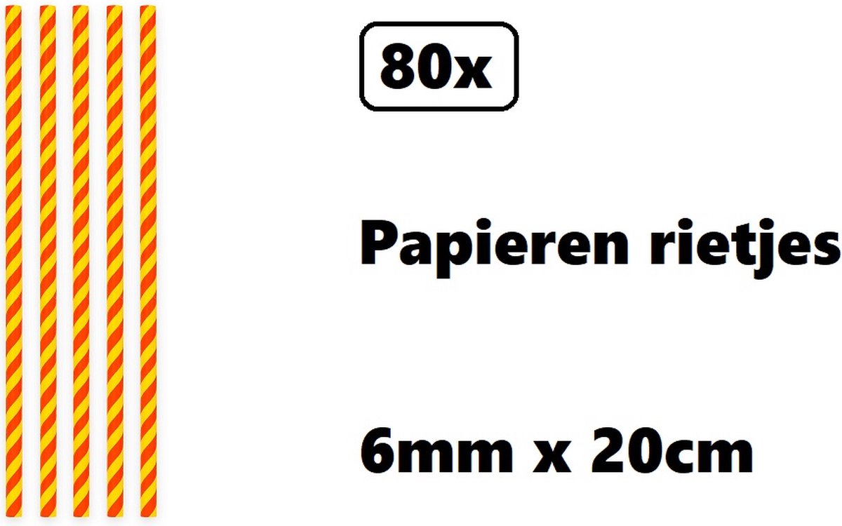 80x Papieren rietjes landen rood/geel - 100% biologisch afbreekbaar - Spanje - Thema party feest festival uitdeel rietje drinken