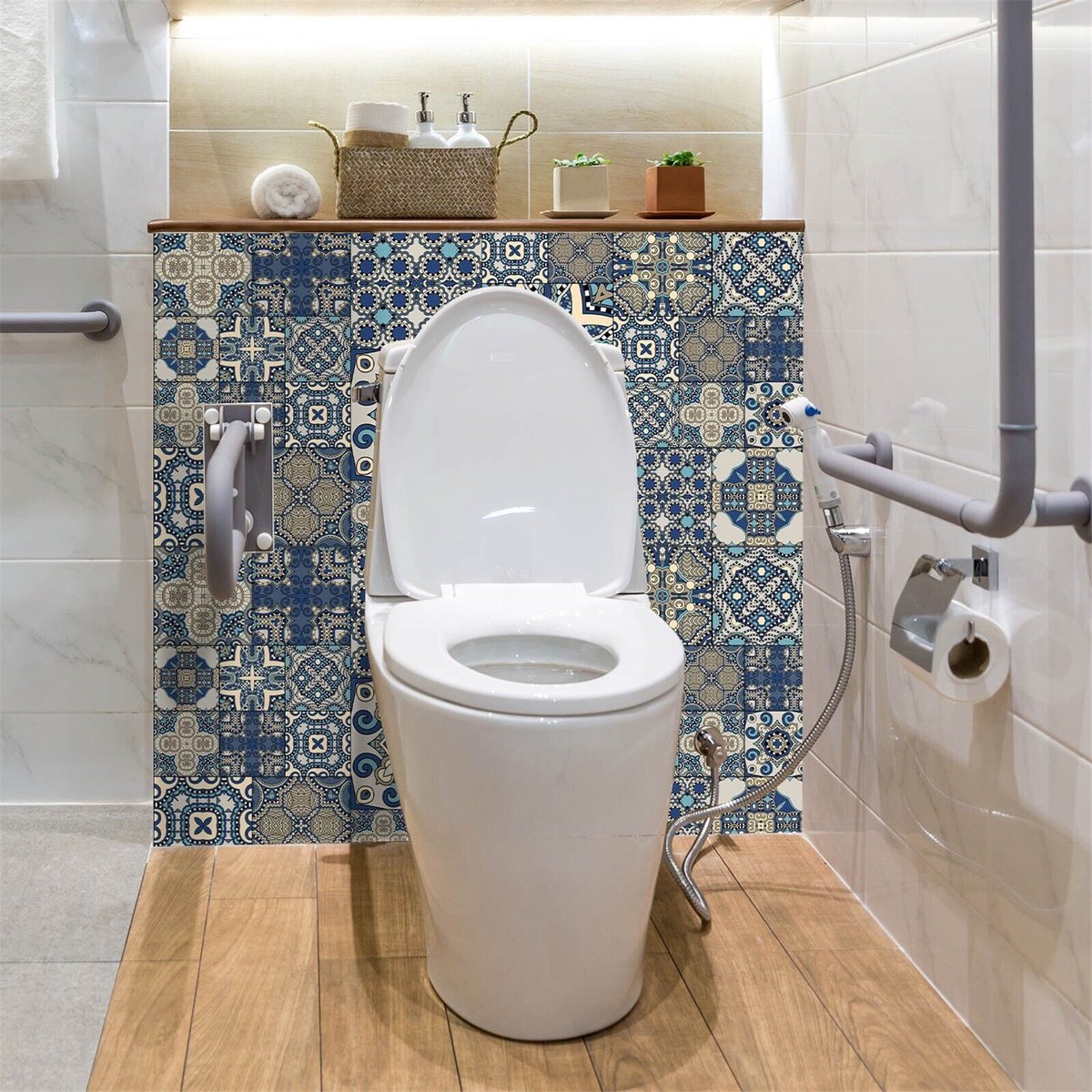 Tegelstickers, 10 x 20 cm (H x B x L), zelfklevend, voor badkamer, keuken, 50 x 120 cm, wit, 30 stuks
