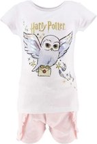 Harry Potter - meisjes - shortama - pyjama - voor kinderen - van zacht katoen - 2-delige set voor kinderen- wit/roze - maat 98