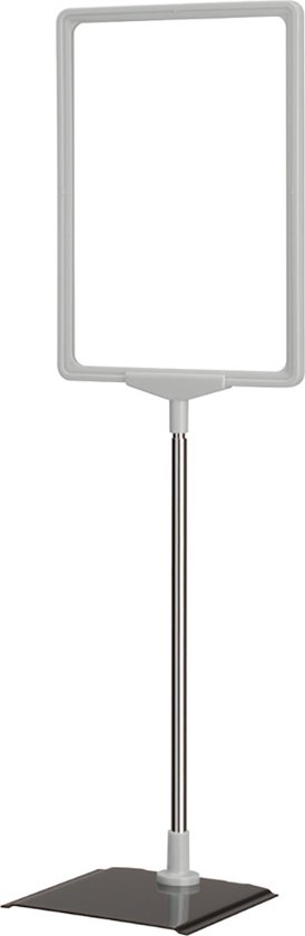 Posterhouder van aluminium, posterstandaard, prikbord, displaystandaard, verstelbaar voetbord, vervangbaar, reclamebord, met robuuste metalen basis ( zilver, A3