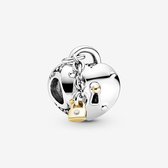 Fler® | Bedel | Past op populaire bedel armbanden (standaard-3mm) | armbandbedel | Hart met slotje Bedel - Key to my heart | Hangbedel Charm | 925 sterling zilver | Heldere Zirkonia | Verjaardagsgeschenk, Kado, Cadeau | Valentijn kado