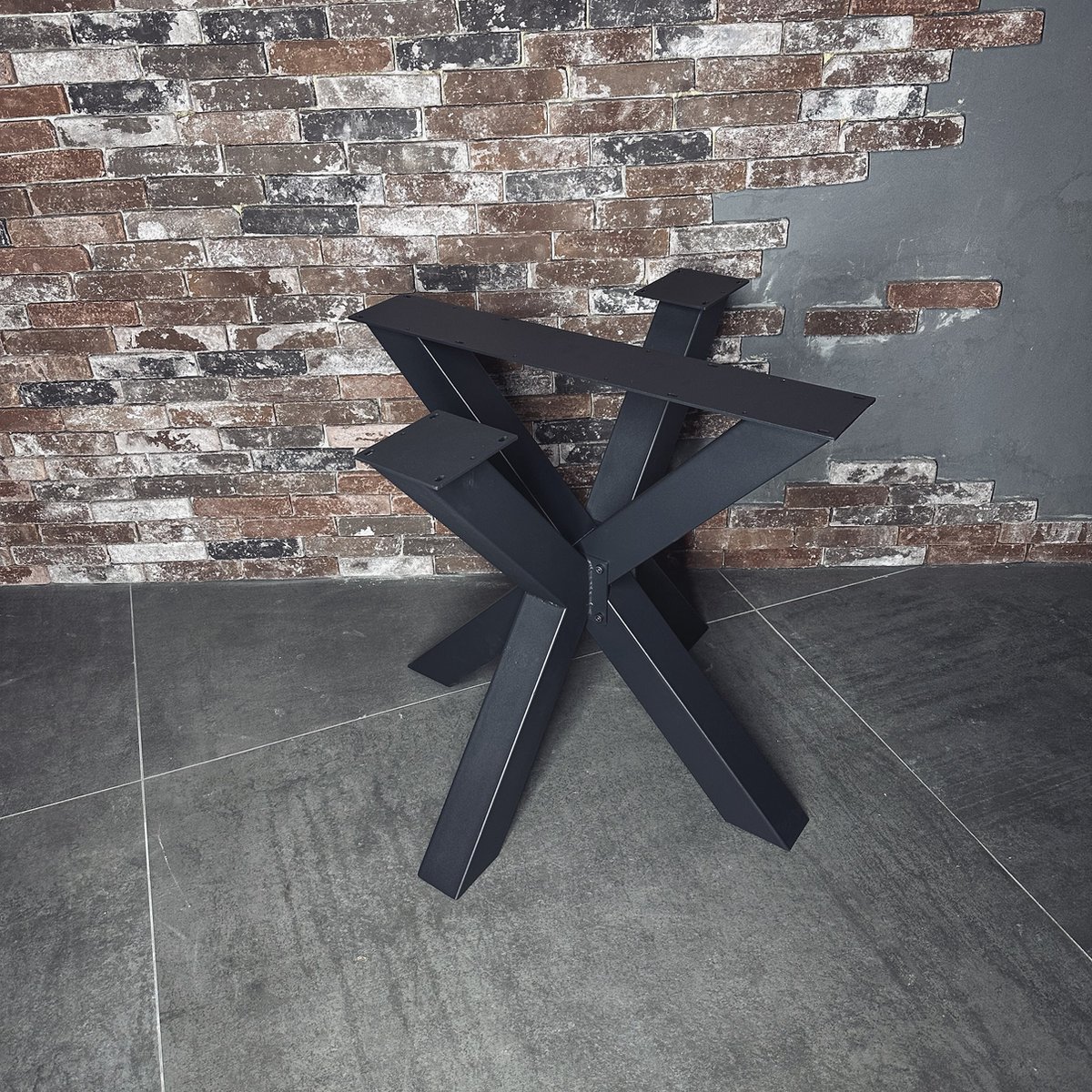 Maison dam 1x Spinpoot, koker 8x8cm, hoogte 72cm, mat zwart fijn structuur gepoedercoat, hoogwaardige kwaliteit - Inclusief steldop - Topplaat; 4mm dik - Ronde tafel - Ronde salontafel - Demontabel Mat zwart gepoedercoat