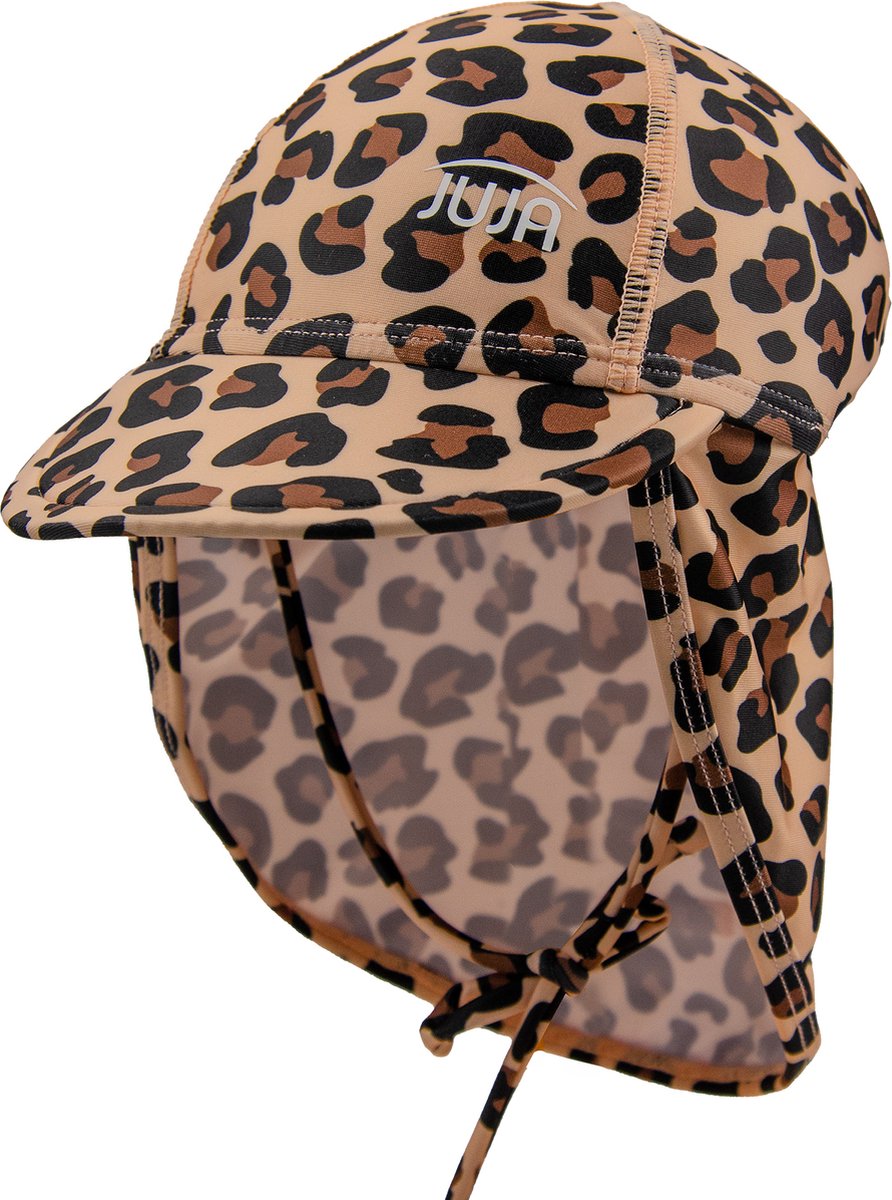 JUJA - UV-Zonnecap met nekflap voor kinderen - Luipaard - Bruin - maat 3-6 Maanden| 40-46CM