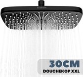 EcoRain© Regendouchekop XL 30 CM - Waterbesparende Douchekop - Hoge Druk - Rechthoekig - Groot - Regendouche - Zwart