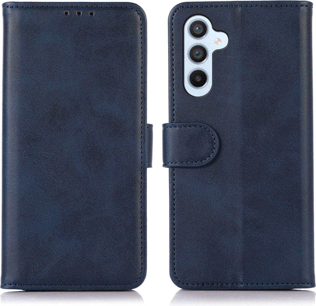 Luxe Boek-Etui Hoes geschikt voor Samsung Galaxy A34 Blauw