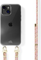 xoxo Wildhearts Rainbow Vibes siliconen hoesje - Geschikt voor iPhone 14 Plus - Hoesje met koord - telefoonkoord - Transparant hoesje - Meerkleurig regenboog koord