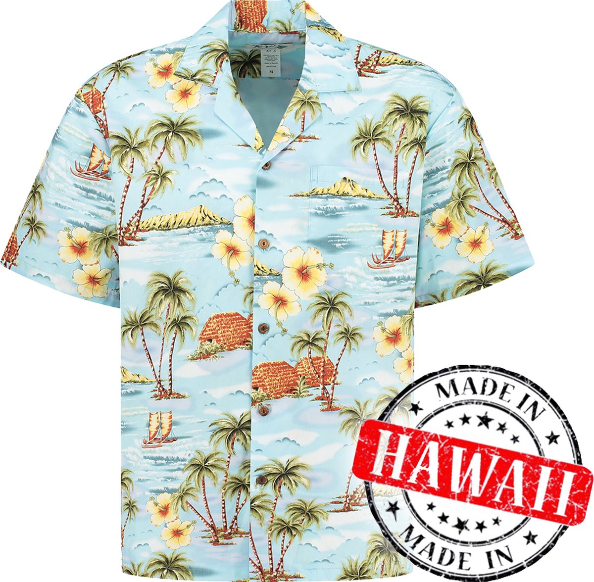 ALISISTER Hawaïaans herenshirt, 3D-print, casual, button