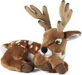 Pluche hert met gewei bruin knuffel 29 cm - Bosdieren knuffeldieren - Speelgoed voor kind