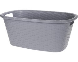 Grijze wasmand 35 liter 60 x 40 x 25 cm - Kunststof/plastic draagmand - De was doen huishoudartikelen - Wasmanden/wasgoedmanden