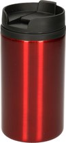 Warmhoudbeker metallic/warm houd beker rood 320 ml - RVS Isoleerbeker/thermosbekers voor onderweg