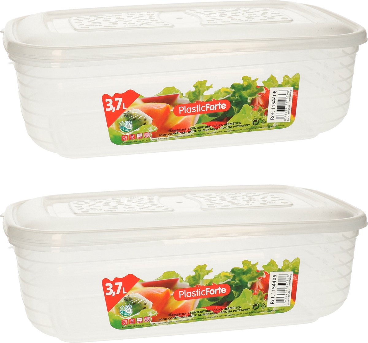 PlasticForte Vershoudbakje - 8x - vriezer en magnetron - 3,7L - kunststof - mealprep