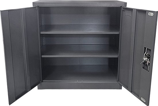 Tidyard Kast, metalen vakken, archiefkast met 18 vakken en deuren met slot, kluisjes van staal, multifunctionele kast, 90 x 40 x 180 cm, grijs
