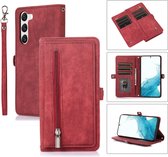3 Pas - Portemonnee Etui Hoes geschikt voor Samsung Galaxy S23 - Rood