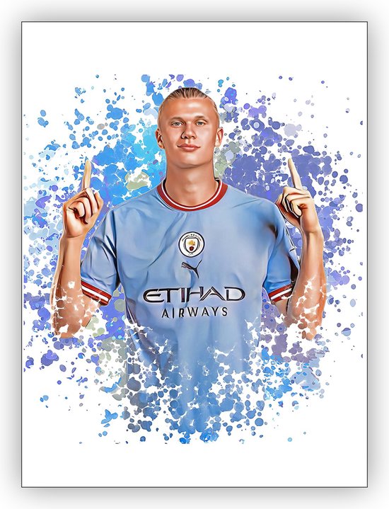 Poster Erling Braut Haaland - Manchester City - A2+ Formaat 43,2 x 61 cm - Voetbal Posters - Geschikt om in te lijsten - Poster Haaland - Voetbal Cadeau