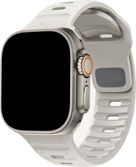 Outdoor Siliconen Sport Band - Starlight - Geschikt voor iWatch 42mm - 44mm - 45mm - 49mm - Waterproof heavy duty silicone smartwatchband - Voor Apple Watch Series Ultra 9 8 7 6 5 4 3 2 1 SE grote modellen