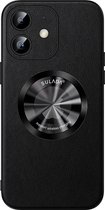 Sulada Soft case Microfiber leer en shockproof en lensbeschermer met magnetische ring voor de iPhone 12 Zwart