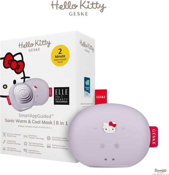 Foto: Geske x hello kitty smartappguided sonic warm cool mask 8 in 1 beauty led gezichtsmasker roodlichttherapie warmte koeling betere gezichtsverzorging gezichtsmassager