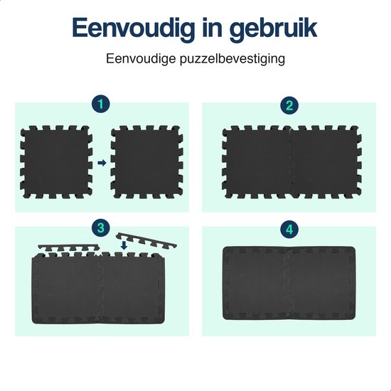 Hulser Puzzelmat - 30 x 30 x 1 cm - 12 stuks - 1,08 m2 - EVA foam mat - Fitnessmat ondergrond - Vloerbeschermer tegels - Rubberen isolatiemat extra dik - Fitness vloer ondertegels - Baby speelmat - Sportvloer kruipmat - Tenttapijt schuimmat - Zwembad