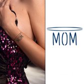Temporary Tattoo Mom Moeder/Mama (6x6 cm) [Semi-Permanente Neptattoo - Tijdelijke tatoeage - Nep Fake Tattoos - Water overdraagbare festival sticker henna outfit tattoo - Glitter tattoo - Volwassenen Kinderen Jongen Meisje]