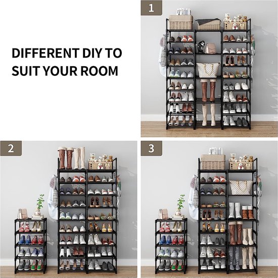 Decopatent® Schoenenrek voor 27 Paar Schoenen - 9 Laags - Schoenenkast - Schoenen Organizer Rek - Metaal - Kunsstof - Grijs - Decopatent
