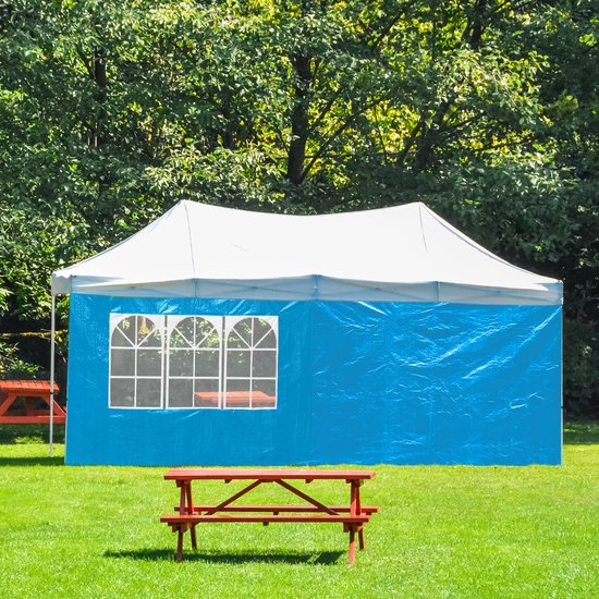 Relaxdays partytent zijwand, set van 2, met raam, 2 x 3 m, waterdicht, zijkant feesttent of paviljoen, kunststof, grijs