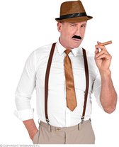 Widmann - Jaren 20 Danseressen Kostuum - Jaren 20 Zakenman Accessoire Set - Bruin - Carnavalskleding - Verkleedkleding