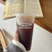 Koffiebeker to go - 700 ml - transparant - Onderweg - Matcha - Thee - Drinkfles - Drinkfles met rietje - Waterfles