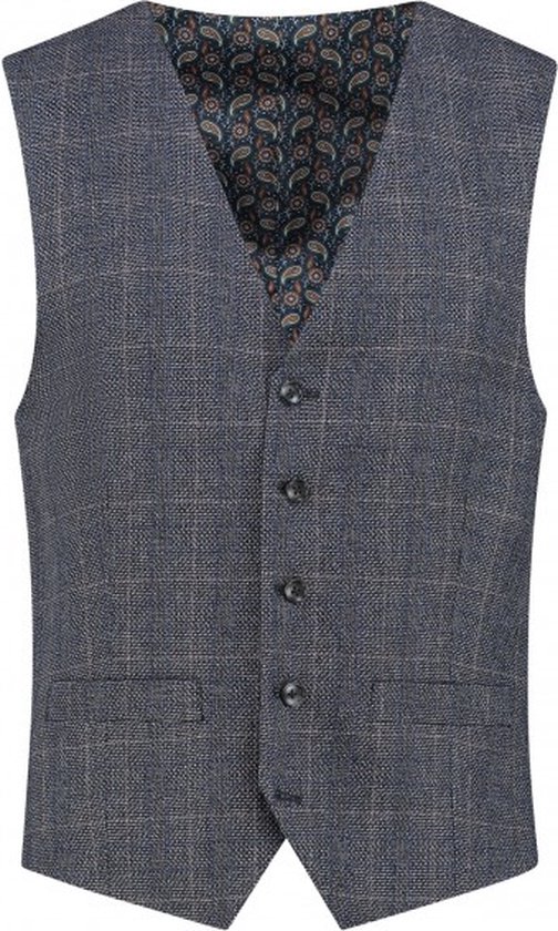Homme - Gilet aspect tweed à carreaux bleu - Taille 50
