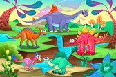 Fotobehang Kleurrijke Sprookjesdinosaurussen - Vliesbehang - 460 x 300 cm