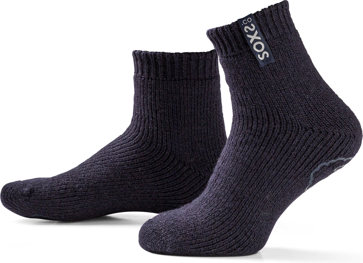 SOXS® Wollen sokken | SOX3526 | Donkerblauw | Enkelhoogte | Maat 37-41 | Antislip | Moonlight label