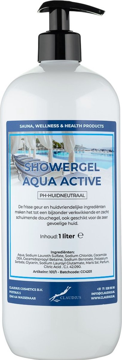 Goedkoopste Douchegel Aqua Active 1 Liter - met gratis pomp - Showergel