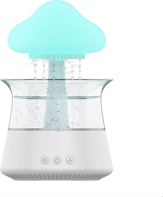 Cloud Humidifier PRO - Regenwolk Luchtbevochtiger - Regendruppel - White Noise Machine - Slaaptrainer - Aroma Diffuser - Rain Drop - Nachtlamp - Nachtlampje - Bureaulamp - Bluppie Wolkje