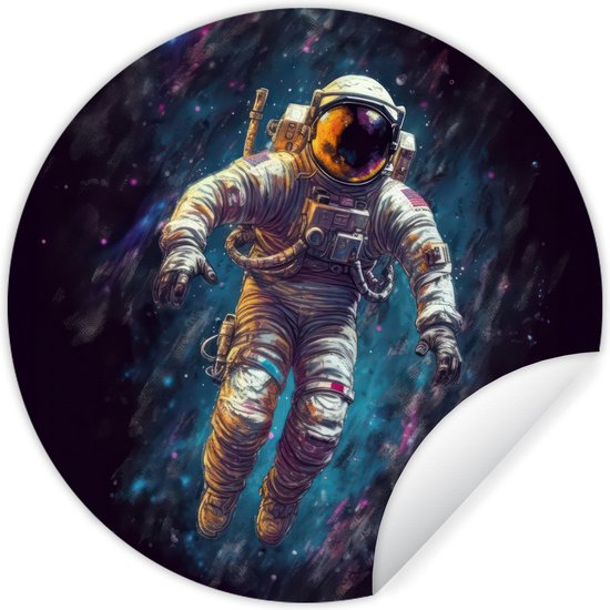Behangcirkel ruimte - Astronaut - Abstract - Muurstickers slaapkamer - Wandsticker - Ronde wanddecoratie - Behangsticker - ⌀ 120 cm - Plak stickers - Cirkel behang - Sticker muur - Muurdecoratie cirkel
