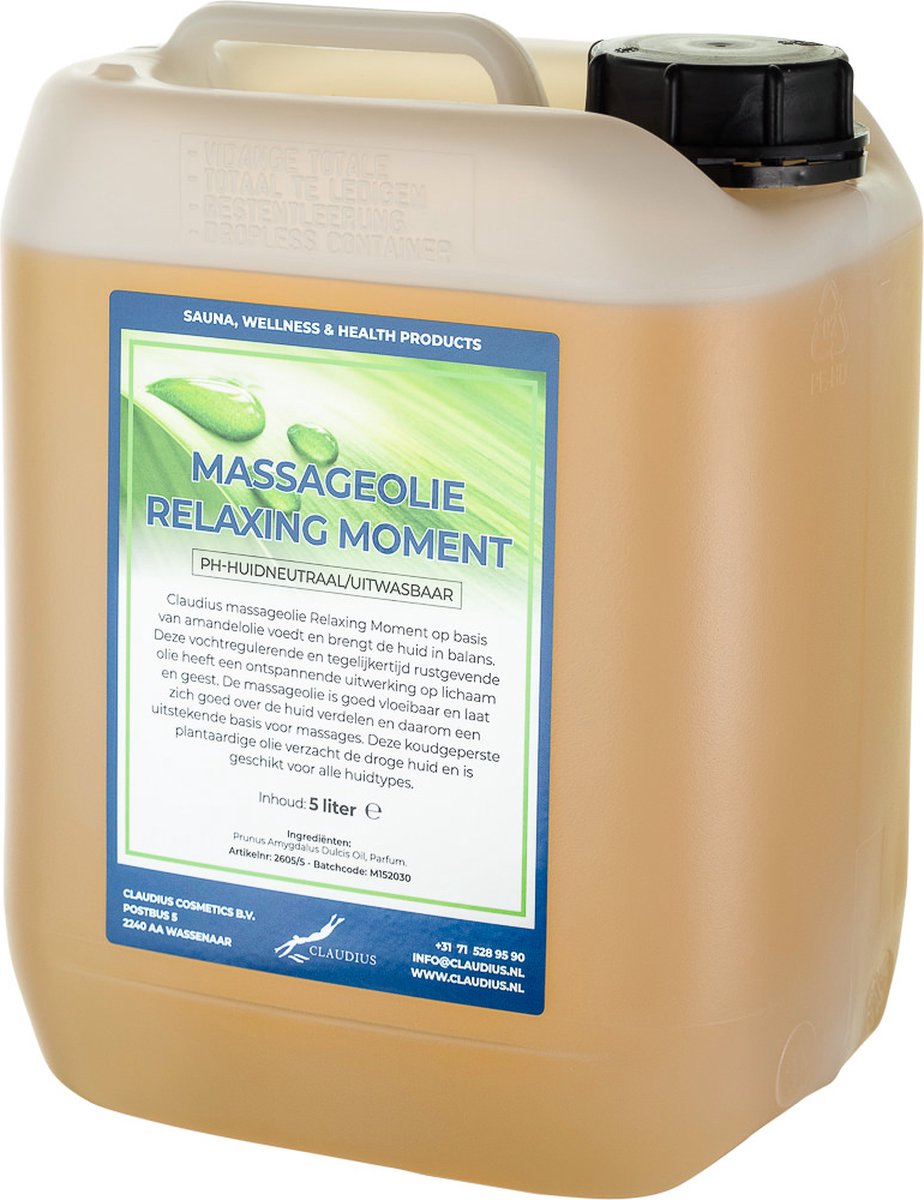 Goedkoopste Massageolie Relaxing Moment 5 Liter - 100 natuurlijk - biologisch en koud geperst