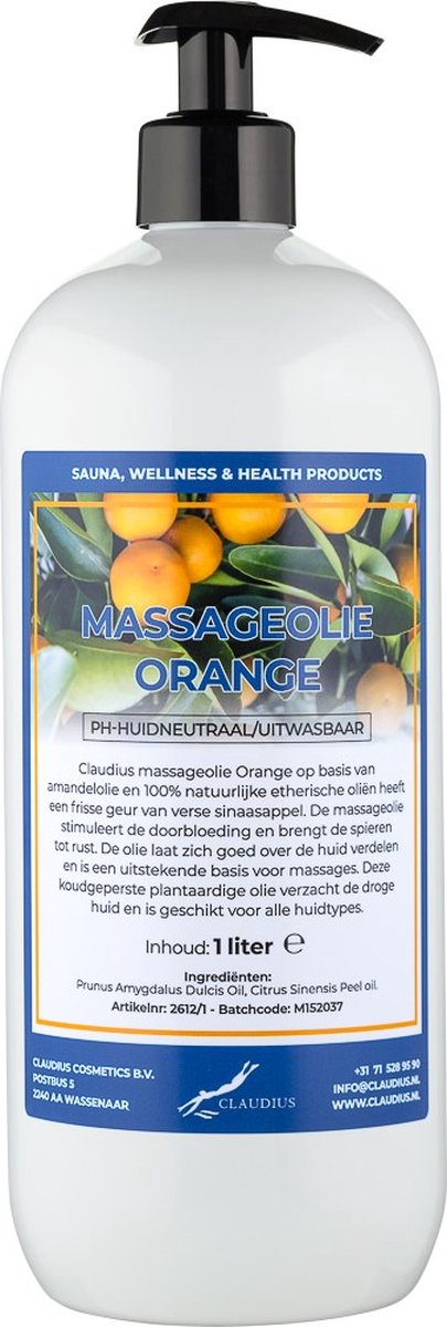 Goedkoopste Massageolie Orange 1 liter met gratis pomp - 100 natuurlijk - biologisch en koud geperst
