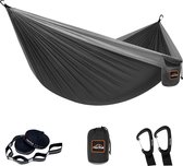 Campinghangmat, dubbele of enkele parachutehangmat met twee boombanden, lichtgewicht draagbare hangmat voor kamperen, wandelen, backpacken