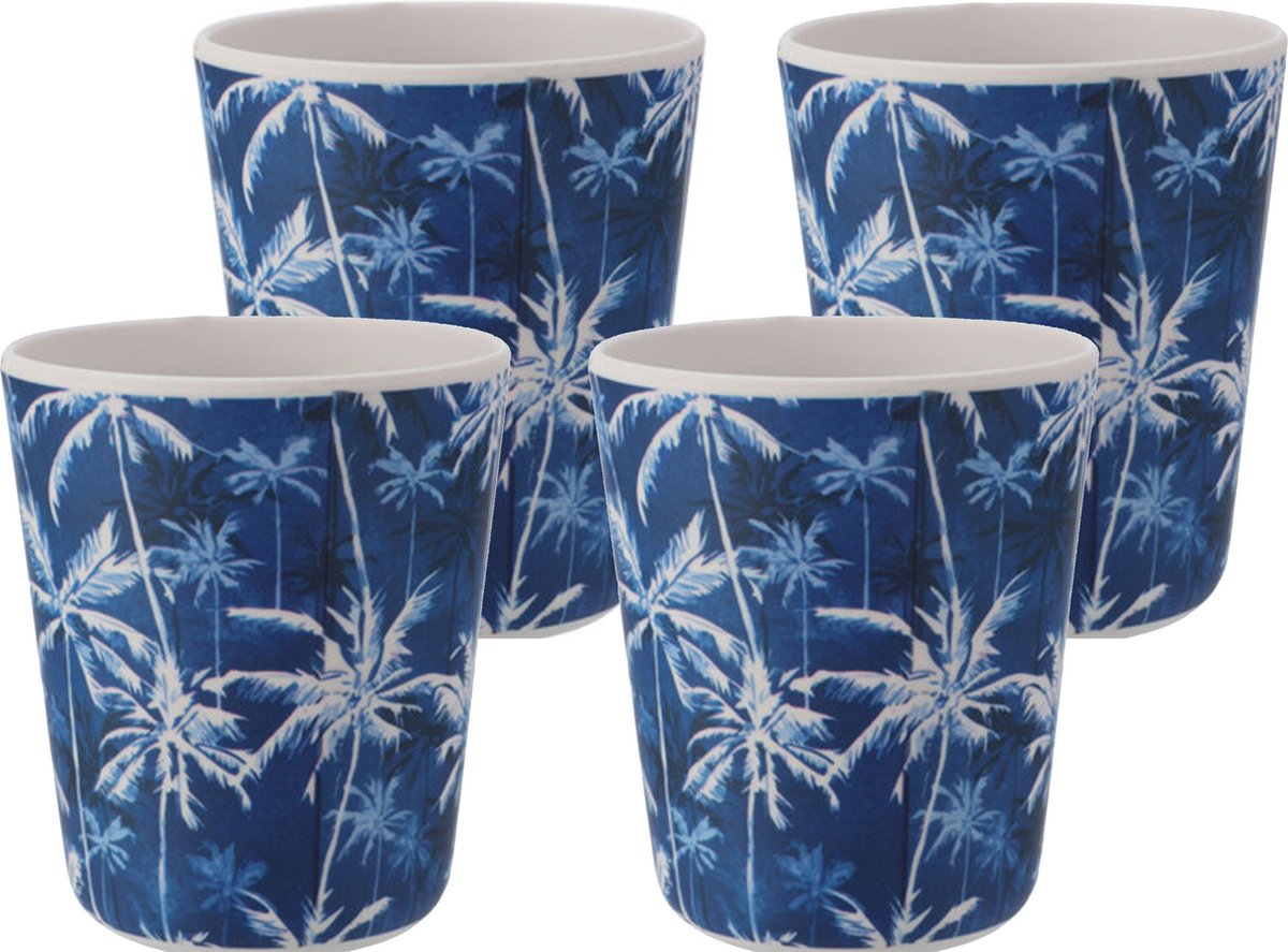 Goedkoopste Excellent Houseware drinkbeker - 4x - kunststof/melamine - met print - 9 x 11 cm - 440 ml