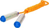 Springtouw - met kunststof handvatten - oranje/zilver - 210 cm - speelgoed