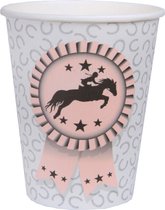 Gobelets jetables Santex party - chevaux - 10x pièces - 270 ml - gris clair/rose - karton