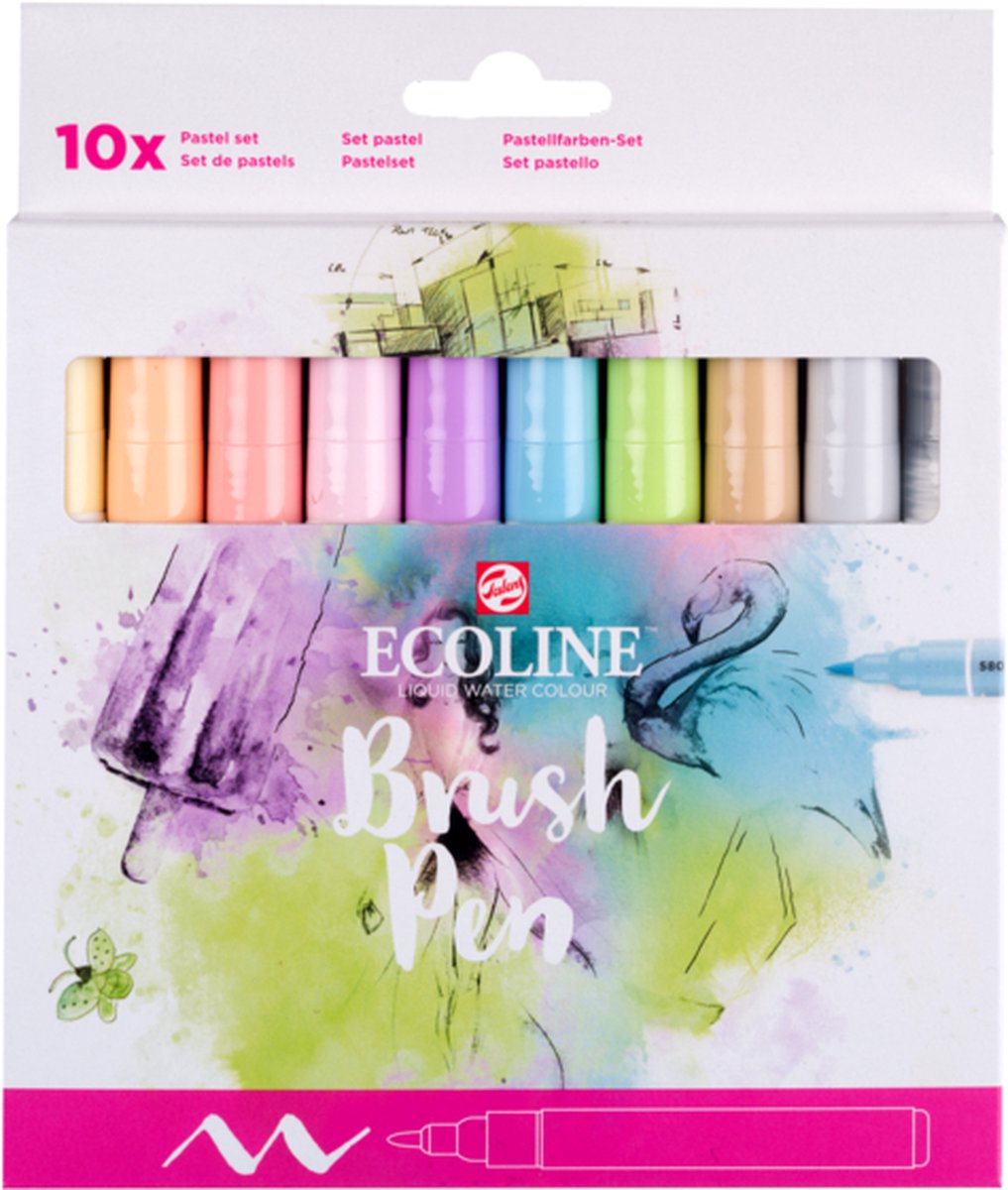 Ecoline Brush Pen set Pastel | 10 kleuren - Ecoline