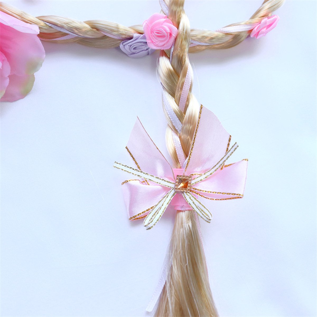 Joya Kids® Lange Blonde Vlecht | Prinses Haarband | Speelgoed Meisjes | Haar | Prinsessen Verkleedkleding | Carnavalskleding Meisjes | Lila — afbeelding 5