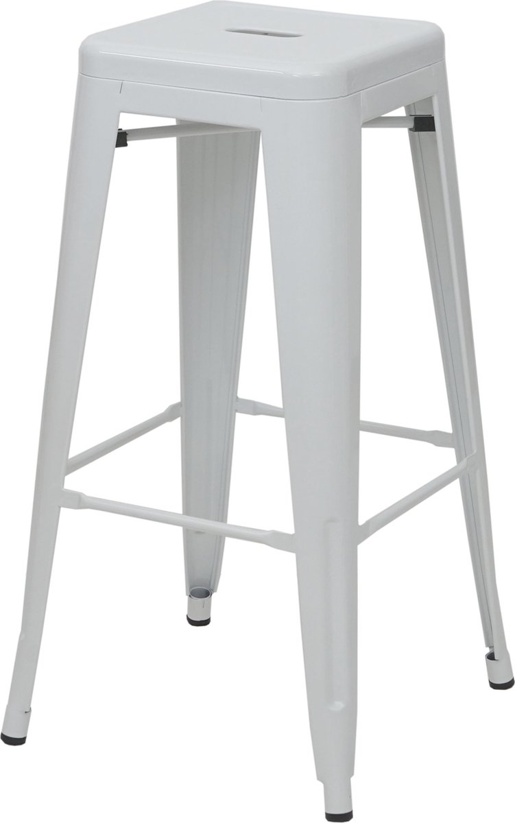 Barkruk MCW-A73, barkruk tegenkruk, metalen industrieel ontwerp stapelbaar ~ wit