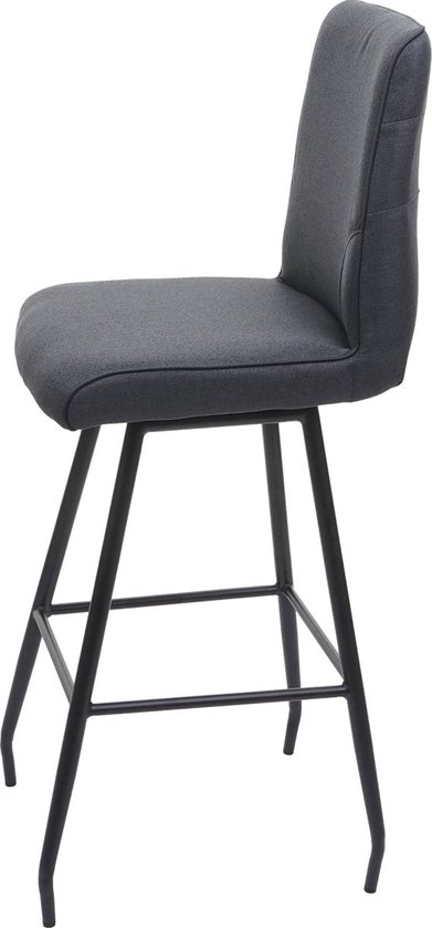 Barkruk MCW-H72, barkruk counter stool, draaibare auto-positie voetensteun staal stof/textiel ~ donkergrijs