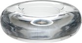 J-Line Theelichthouder Laag Rond Glas Transparant 9,5X9,5X3Cm Set van 6 stuks
